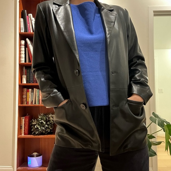 Abercrombie Black Vegan Leather Blazer Jacket - Picture 1 of 5